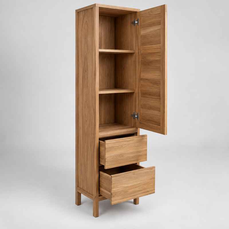 Eckschrank Bad Massivholz – originale Detailansicht